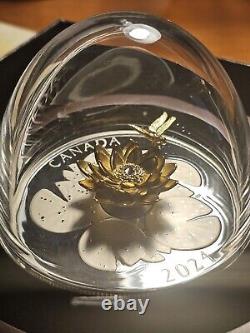 2024 Dragonfly and the Bloom Canadian Coin. Colors of Gold, Silver and Sparkles