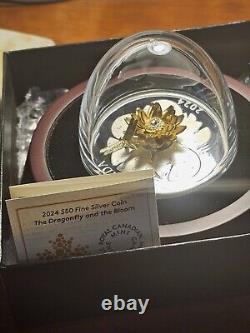 2024 Dragonfly and the Bloom Canadian Coin. Colors of Gold, Silver and Sparkles