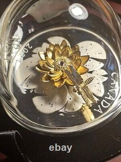 2024 Dragonfly and the Bloom Canadian Coin. Colors of Gold, Silver and Sparkles