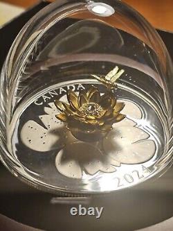 2024 Dragonfly and the Bloom Canadian Coin. Colors of Gold, Silver and Sparkles