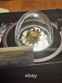 2024 Dragonfly and the Bloom Canadian Coin. Colors of Gold, Silver and Sparkles