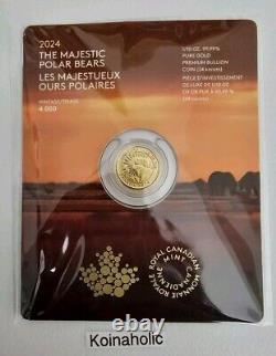 2024 The Majestic Polar Bears 1/10 Oz Gold Royal Canadian Mint, Stunning Coin