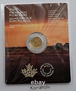 2024 The Majestic Polar Bears 1/10 Oz Gold Royal Canadian Mint, Stunning Coin