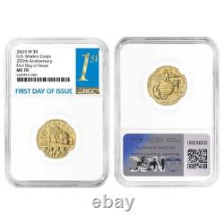 2025-W UNC $5 U. S. Marine Corps 250th Anniversary Gold Commemorative NGC MS70