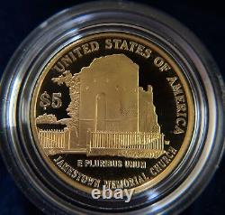 21.6k 90% Pure (8.359g) $5 Gold Commemorative Jamestown 400th Anniversary with OGP