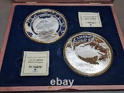 24K GOLD &. 999 SILVER LAYERED GOLD RUSH COMMEMORATIVE JUMBO PROOF COINS With BOX