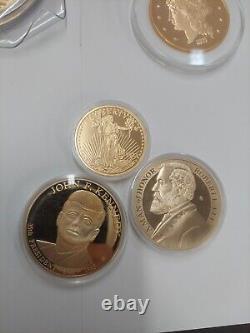 24K Gold-layered Commemorative Coins Lot Of 8 (American Mint)