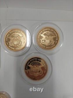 24K Gold-layered Commemorative Coins Lot Of 8 (American Mint)