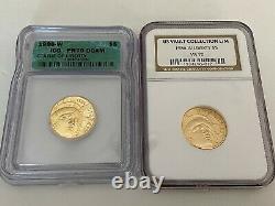 (2) 1986-w U. S. $5 Statue Of Liberty Gold Coins Ms-70 + Pr 70 Dcam