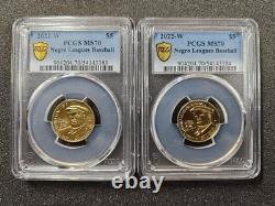 (2) 2022 Negro Leagues Baseball $5 Gold Commemorative Coins PCGS MS70 RARE