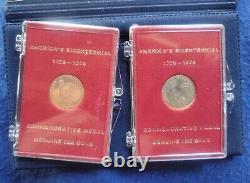 2 Coin Set America's Bicentennial 1776-1976 Commemorative medal Genuine 10k Gold