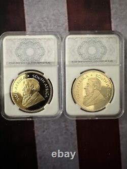 2 South Africa 10z Krugerrand gold plated Commemorative coins