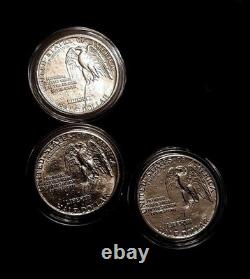 (3) Lot 1925 STONE MOUNTAIN AU to UNC Commemorative Silver Half Dollar Coins