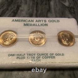 3 PCs 1980 1/2 oz Gold Marian Anderson American Arts Commemorative Medallion