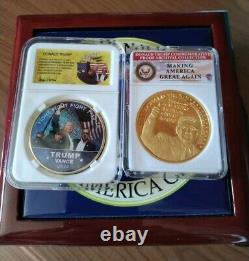 47th DONALD TRUMP GOLD BULLION & COLLECTIBLES SET IN WOOD KEEPSAKE BOX