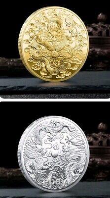 50 PCS Chinese Dragon Gold & Silver Plated Commemorative Collectible 30g Coins