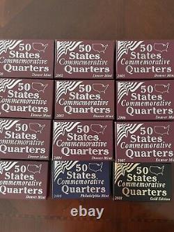 50 States Commemorative Quarters, 1999-2008 #10 P, D, Gold sets, 50 coins