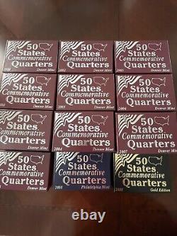 50 States Commemorative Quarters, 1999-2008 #10 P, D, Gold sets, 50 coins