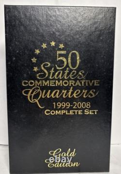 50 States Commemorative Quarters 1999-2008 Complete Set Gold Edition w Box COAS