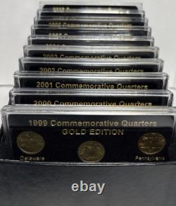 50 States Commemorative Quarters 1999-2008 Complete Set Gold Edition w Box COAS