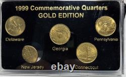 50 States Commemorative Quarters 1999-2008 Complete Set Gold Edition w Box COAS