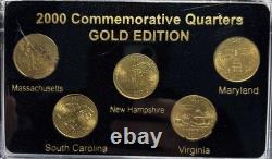 50 States Commemorative Quarters 1999-2008 Complete Set Gold Edition w Box COAS