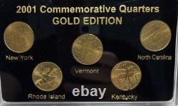 50 States Commemorative Quarters 1999-2008 Complete Set Gold Edition w Box COAS