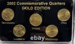 50 States Commemorative Quarters 1999-2008 Complete Set Gold Edition w Box COAS