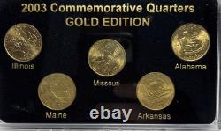 50 States Commemorative Quarters 1999-2008 Complete Set Gold Edition w Box COAS