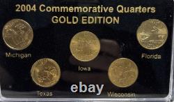 50 States Commemorative Quarters 1999-2008 Complete Set Gold Edition w Box COAS