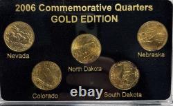 50 States Commemorative Quarters 1999-2008 Complete Set Gold Edition w Box COAS