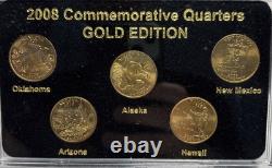 50 States Commemorative Quarters 1999-2008 Complete Set Gold Edition w Box COAS