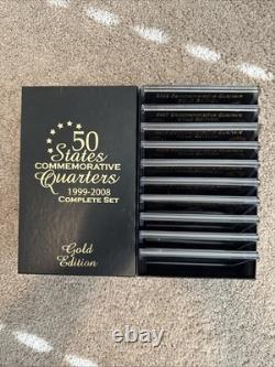 50 States Commemorative Quarters 1999-2008 Complete Set Gold Edition with Box