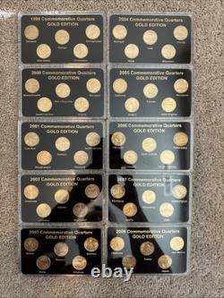 50 States Commemorative Quarters 1999-2008 Complete Set Gold Edition with Box