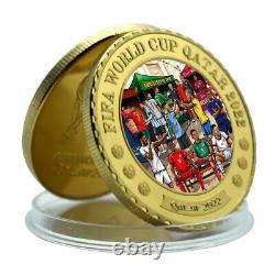 54pcs/set 2022 Qatar World Cup Metal Gold Coin Commemorative Coins Souvenir