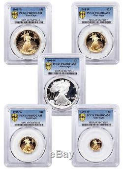 5 Coin 1995-W Proof Gold & Silver Eagle 10th Anniv Set PCGS PR69 DCAM SKU59899
