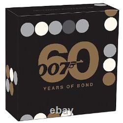60 Years of Bond 2 oz Silver Proof 24K Gilded Coin Tuvalu 2022