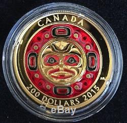 99.999% Pure Gold Enameled Coin Singing Moon Mask Mintage 300 (2015)