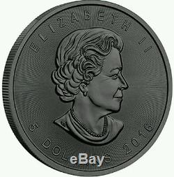 APOCALYPSE MAPLE LEAF 2016 1 oz Pure Silver Coin Black Ruthenium, 24KT Gold