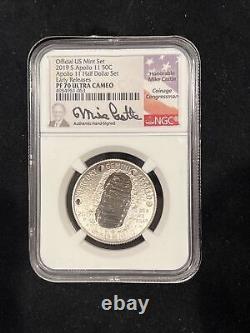 APOLLO 11 7pc SET NGC PF AND MS 70 SILVER AND GOLD COINS