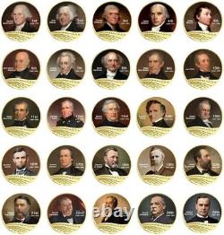 All 46 US President Commemorative 46-Coin Full Set Colorized Gold Plated Coin wi