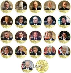 All 46 US President Commemorative 46-Coin Full Set Colorized Gold Plated Coin wi