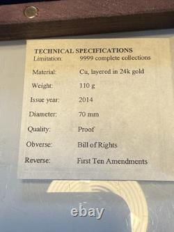 American Mint Charters Of Freedom Set Commemorative 70mm Coins 24K Plated