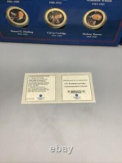 American Mint U. S. Presidents in Color Commemorative Coin Set 24k Gold Layered