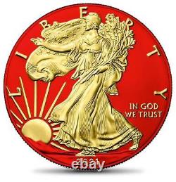 American Silver Eagle Type II Space Red Gold 2021 1 Oz Pure Silver Color Coin
