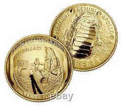 Apollo 11 50th Anniv 2019 Proof $5 Gold Coin & Kennedy-Apollo 11 Intaglio print