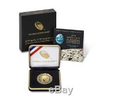 Apollo 11 50th Anniversary 2019 Proof $5 Gold Coin. Limited edition curved coin