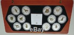 Australia 1999-2010 Lunar I Full 12-Coin Set 1 Oz Silver Gilded Year Collection