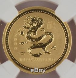 Australia 2000 1/4 Oz 9999 Gold $25 Coin Year of Dragon NGC MS70 Perfect Grade