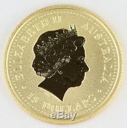 Australia 2002 $15 1/10 Oz 9999 Gold Coin Lunar Year of Horse GEM BU